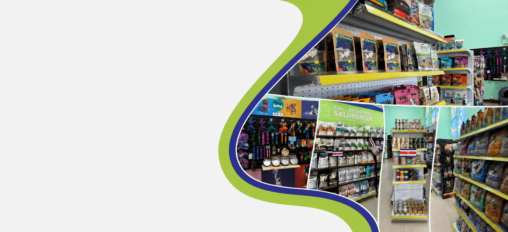 Interior de la tienda con productos veterinarios